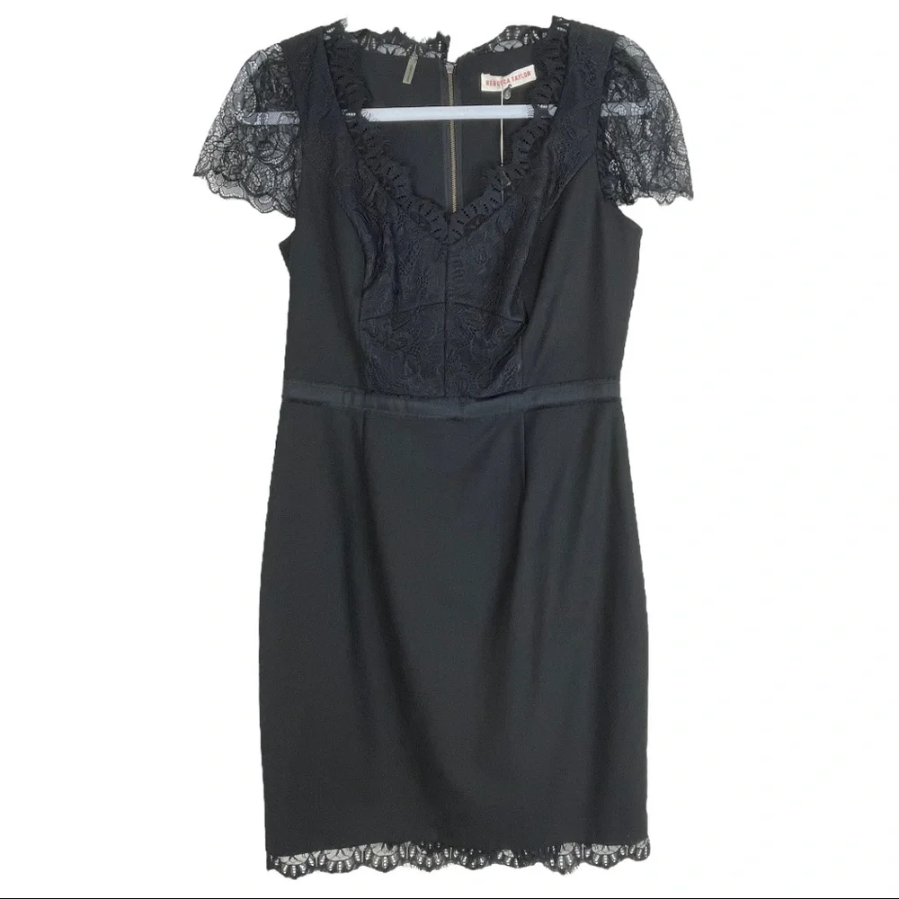 REBECCA TAYLOR black lace combo dress NWT sz 8 - Picture 2 of 6
